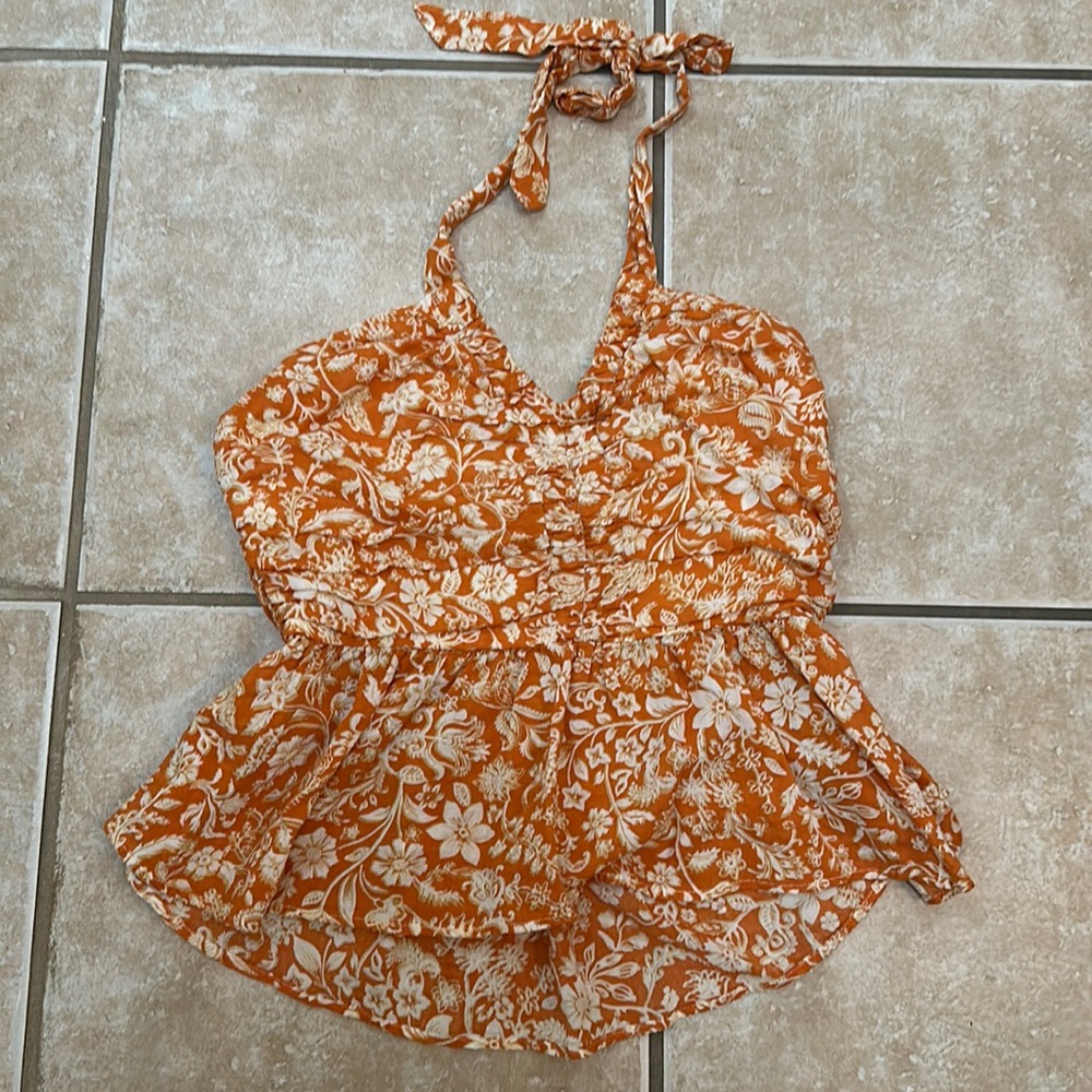 Rusty Orange Floral Halter top